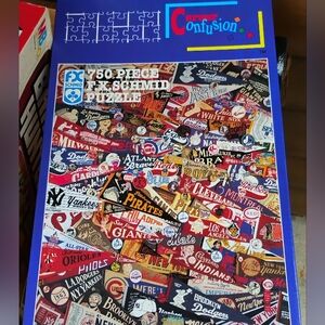 ⚾ Puzzle Take Me Out To The Ball Game    PENNANTS  750 🧩Piece F.X. SCHMID